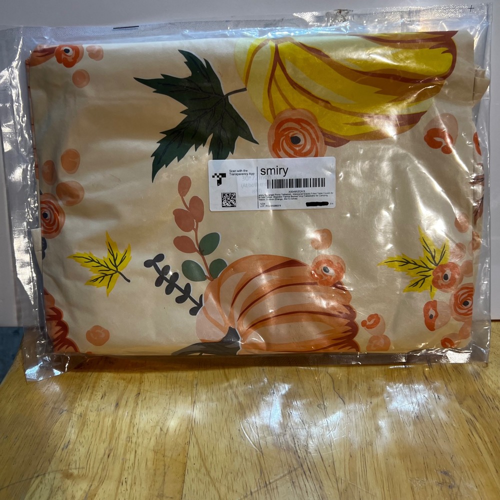 Smiry 30x72 Tablecloth Orange Pumpkin Fall Floral Elastic Fitted Vinyl Flannel